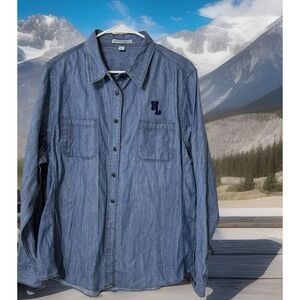 Port Authority Ladies Patch Pockets Embroidered Heavy Duty Denim Shirt - Sz XXL